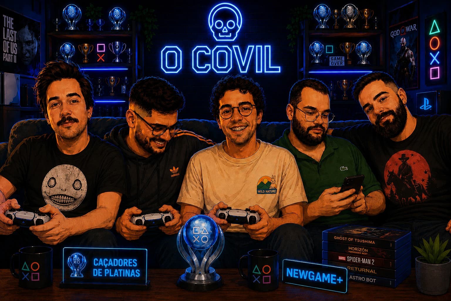A equipa da NewGame+ reunida no Covil